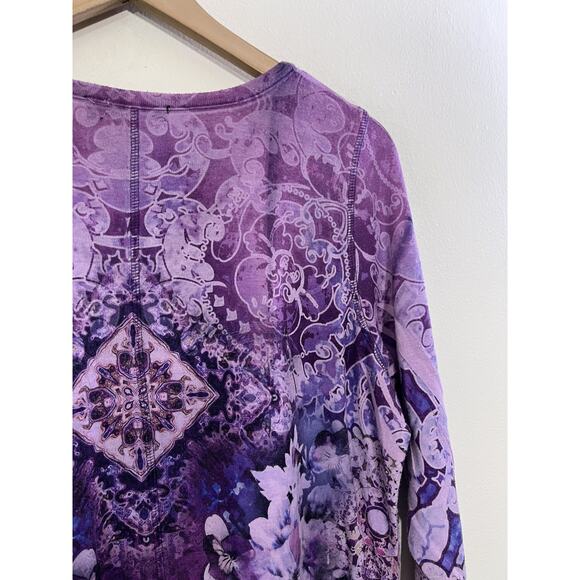 Y2K 90s Fairy Psychedelic Witchy Floral Mandala Boho Top 0X Flowy Artsy Hippie - Picture 11 of 14